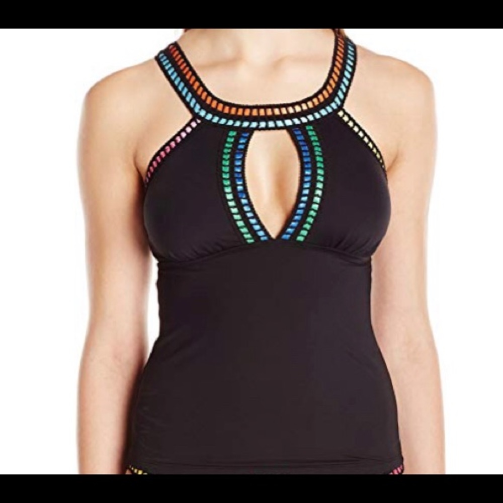 LA BLANCA High Neck Key-Hole Tankini Top - Picture 5 of 6